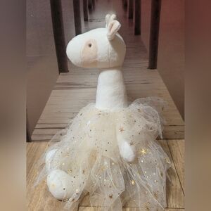FAO Schwarz Ivory Plush Giraffe with Sparkling Gold Tutu